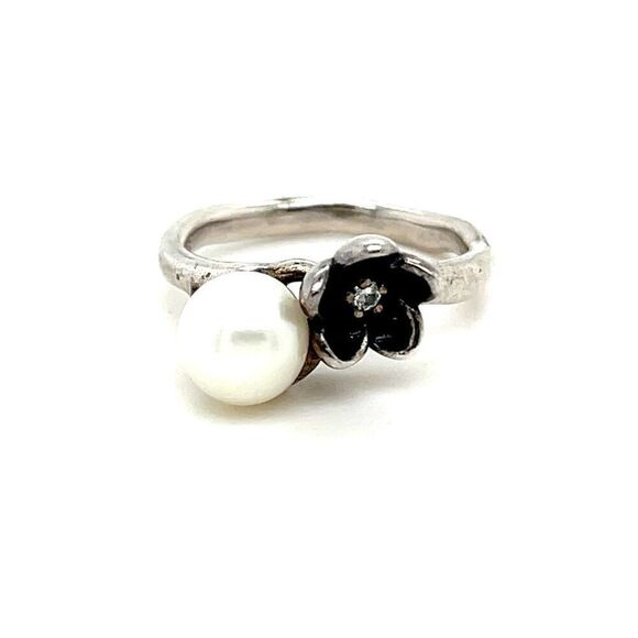 Pandora Pearl/Flower Cz Ring - Picture 1 of 6